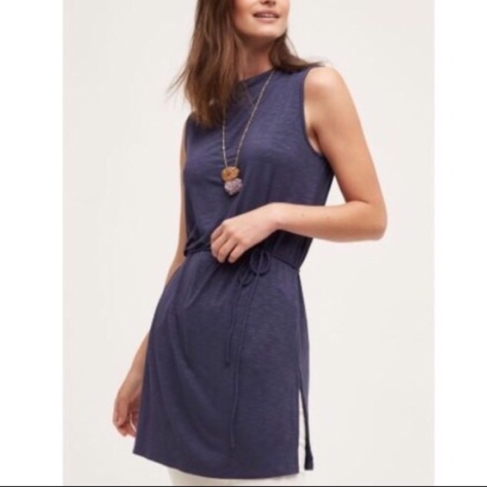 Anthropologie Navy Blue Sleeveless Tunic Dress, S